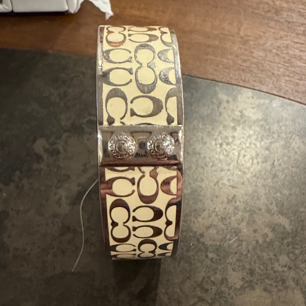 Vintage White and Silver coach bangle